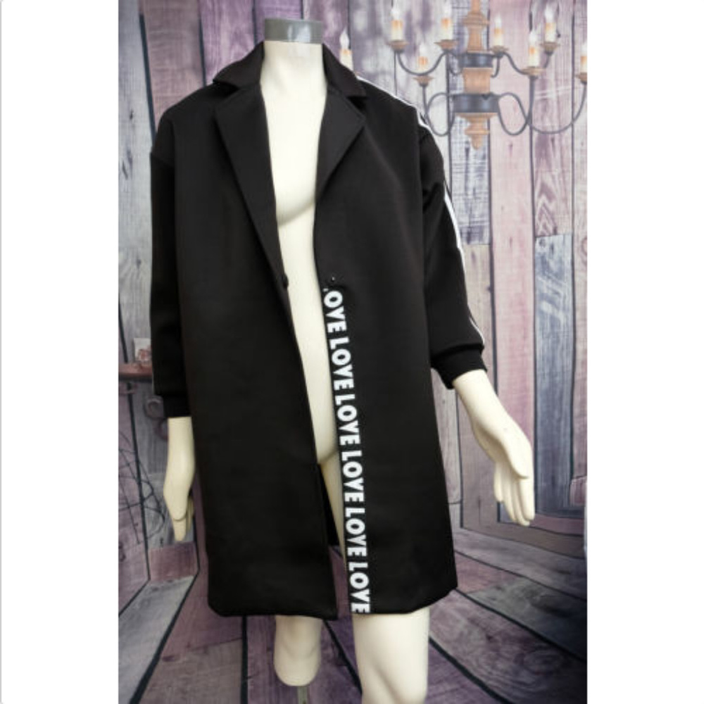 Black Single Button Poly & Spandex Open Front Love - image 3